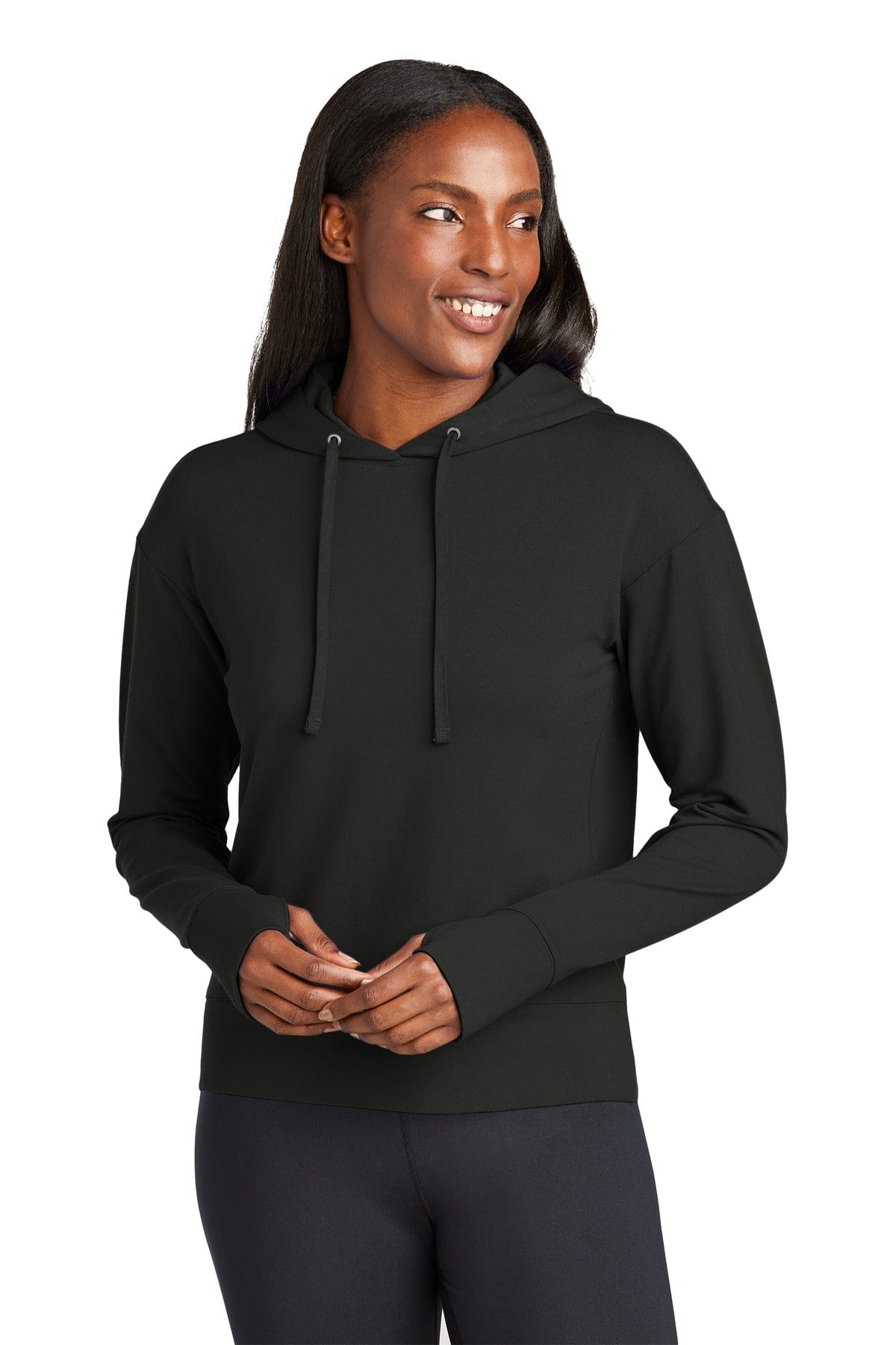 Sport-Tek LST562 Women's Sport-Wick Flex Fleece Pullover Hoodie in Black