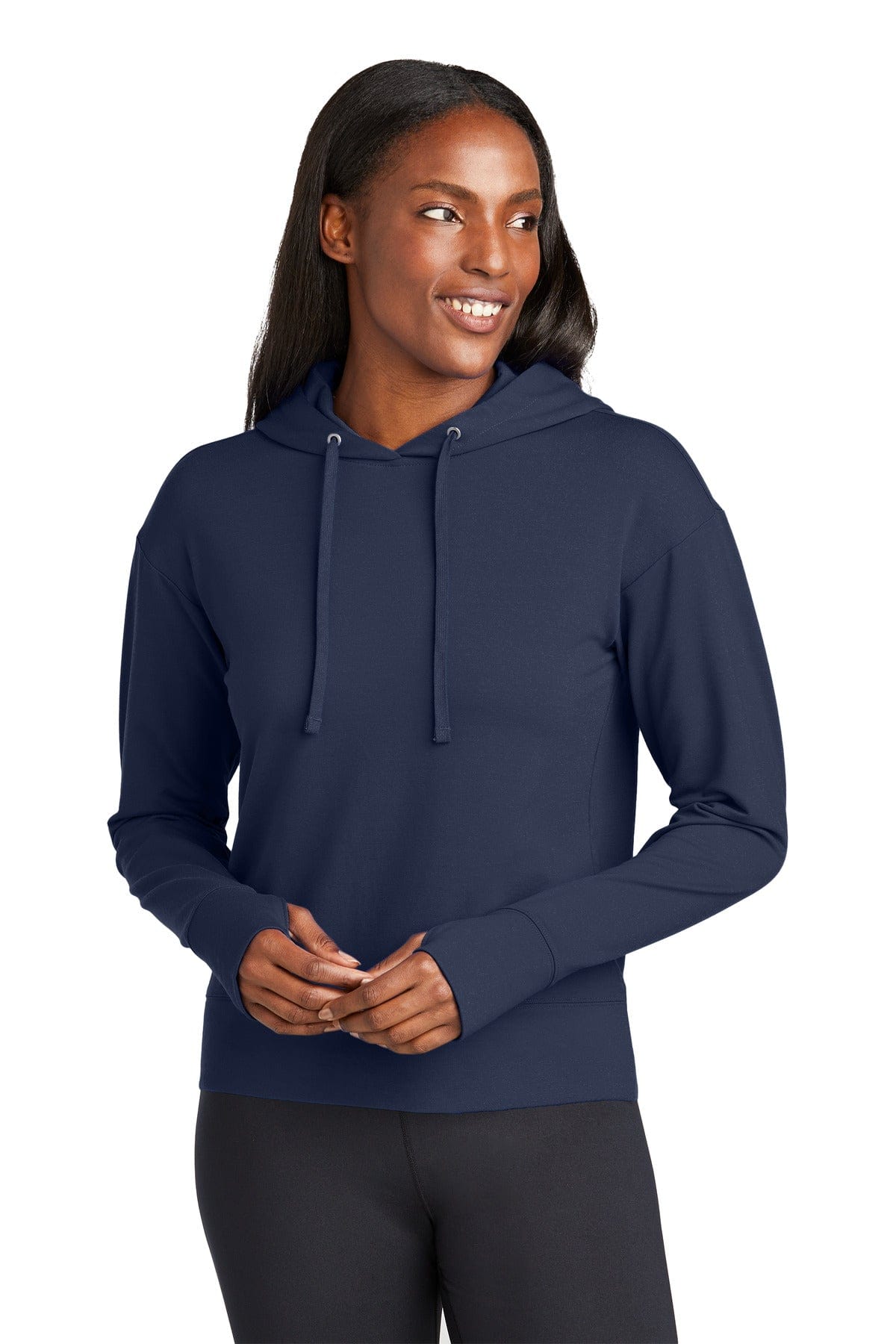 Sport-Tek LST562 Women's Sport-Wick Flex Fleece Pullover Hoodie in True Navy
