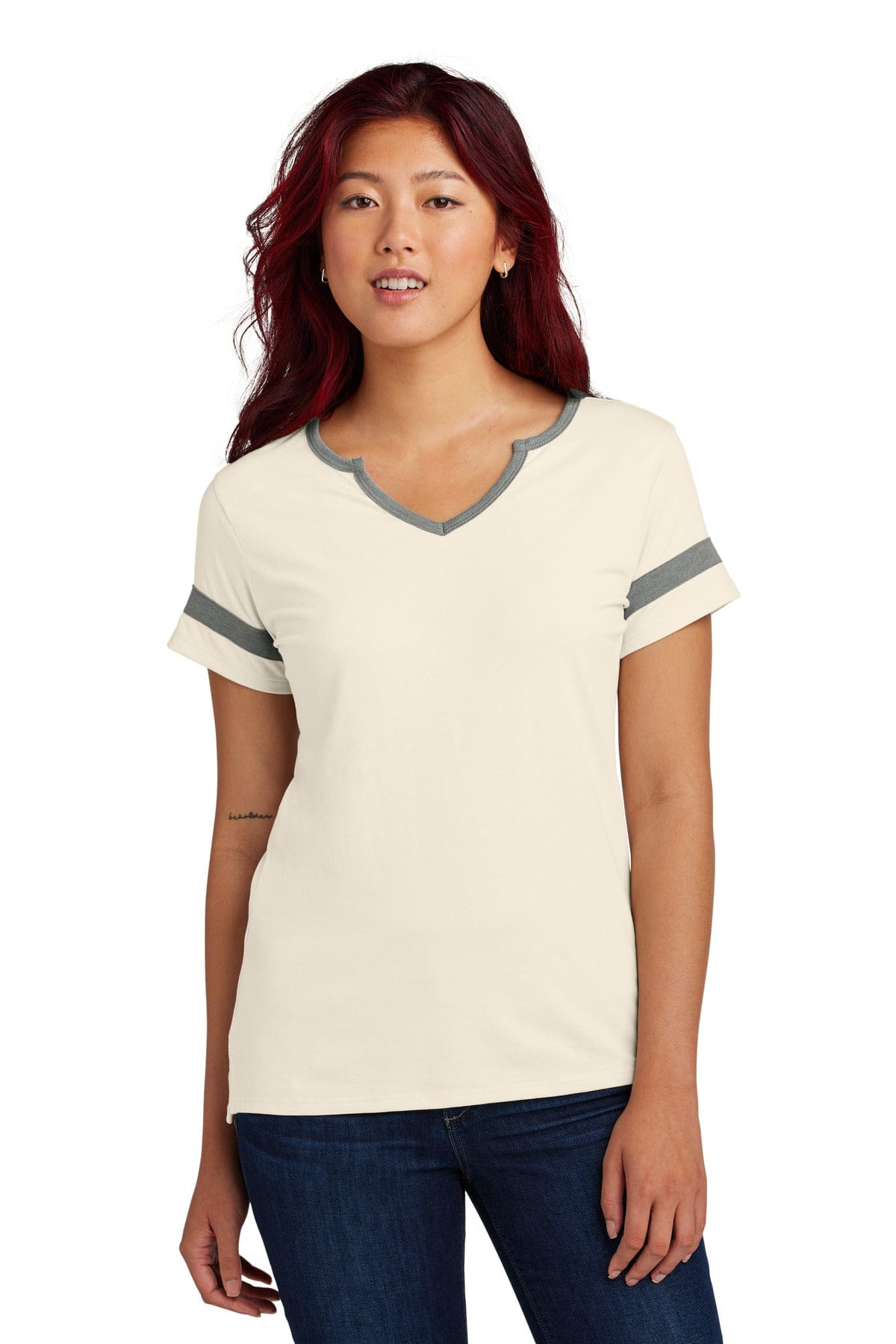 Sport-Tek LST6041 Women's Halftime Notch Neck Tee in Ecru/ Vintage Heather