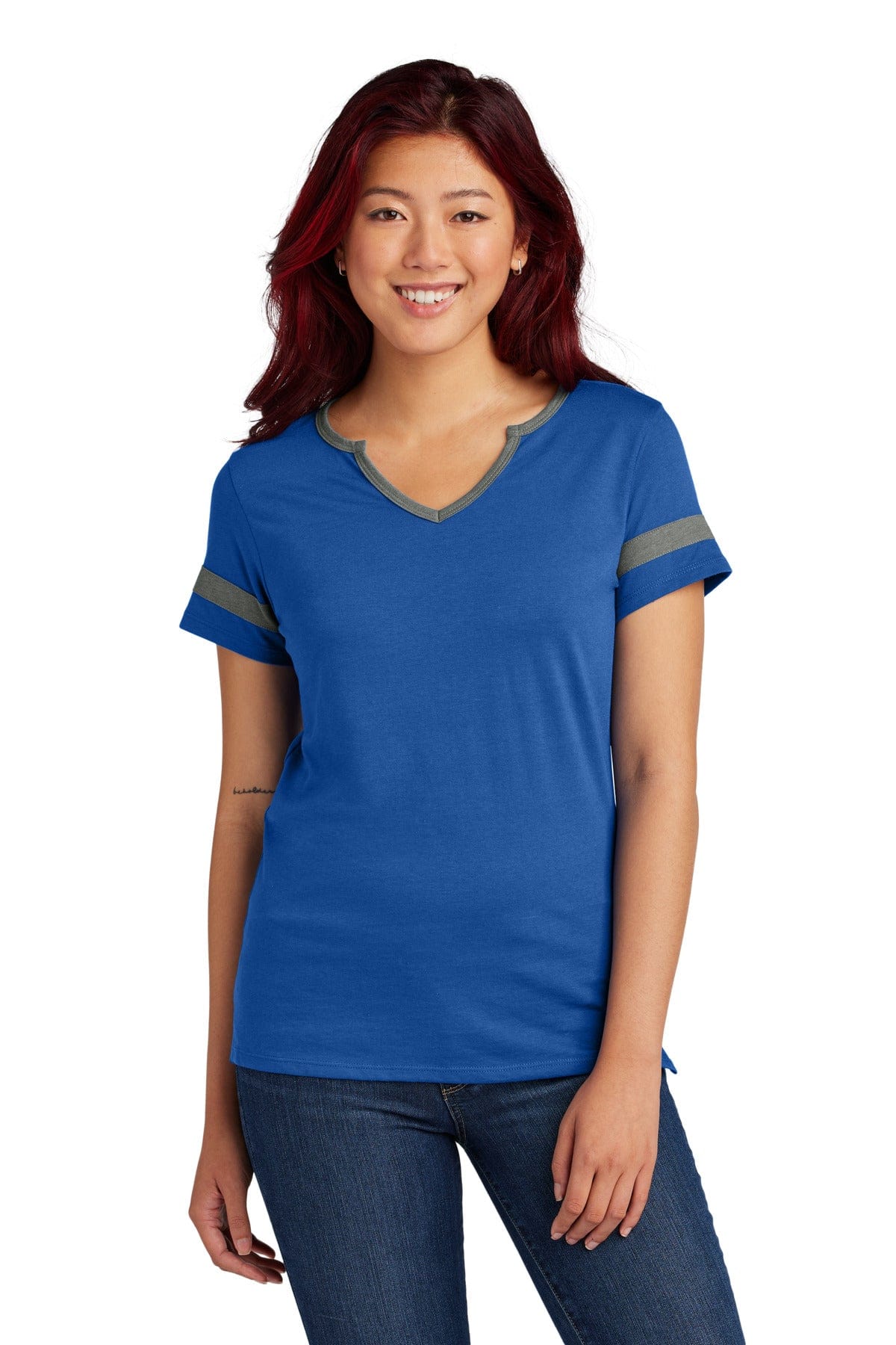 Sport-Tek LST6041 Women's Halftime Notch Neck Tee in True Royal/ Vintage Heather