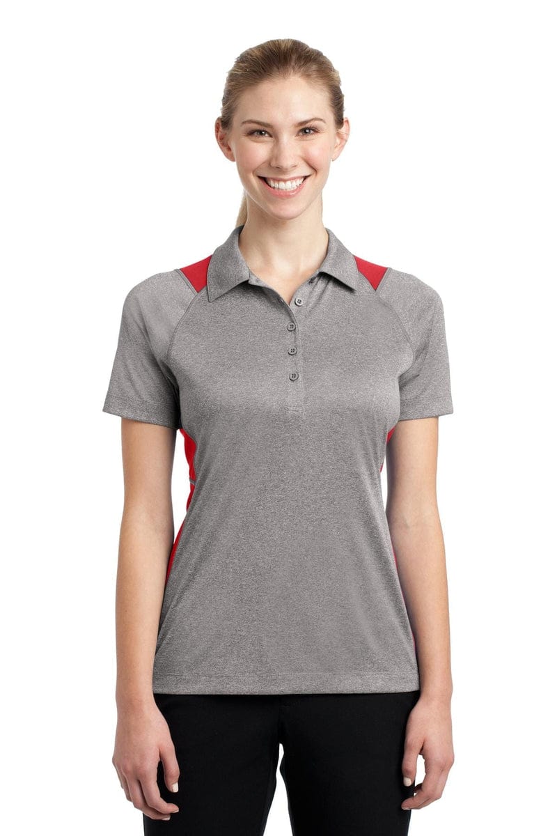 Sport-Tek LST665 Ladies Heather Colorblock Contender Polo in 