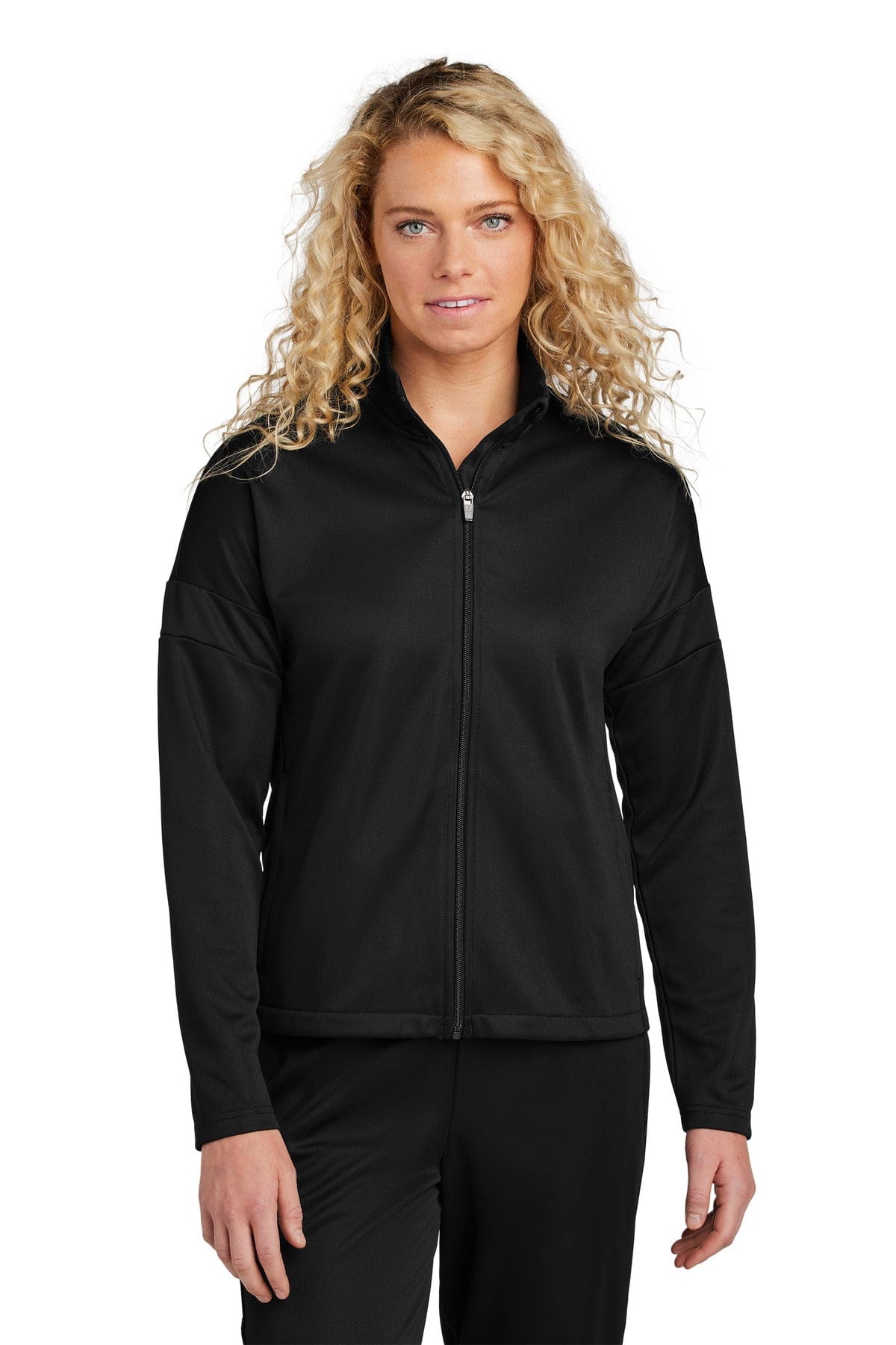 Sport-Tek LST800 Women's Travel Full-Zip Jacket in Black/ Black