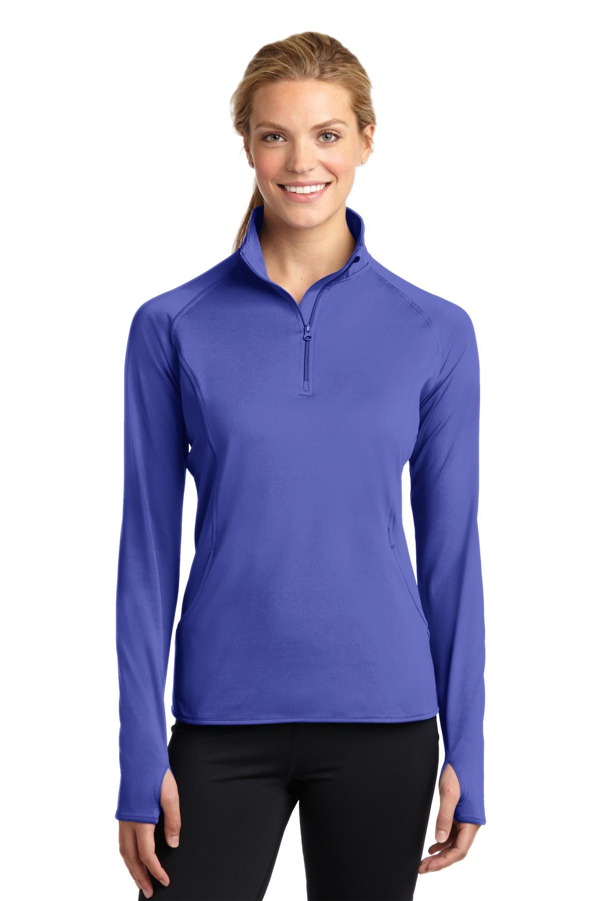 Sport-Tek LST850 Ladies Sport-Wick Stretch 1/2-Zip Pullover in Iris Purple