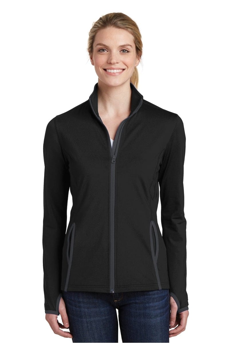 Sport-Tek LST853 Ladies Sport-Wick Stretch Contrast Full-Zip Jacket in 