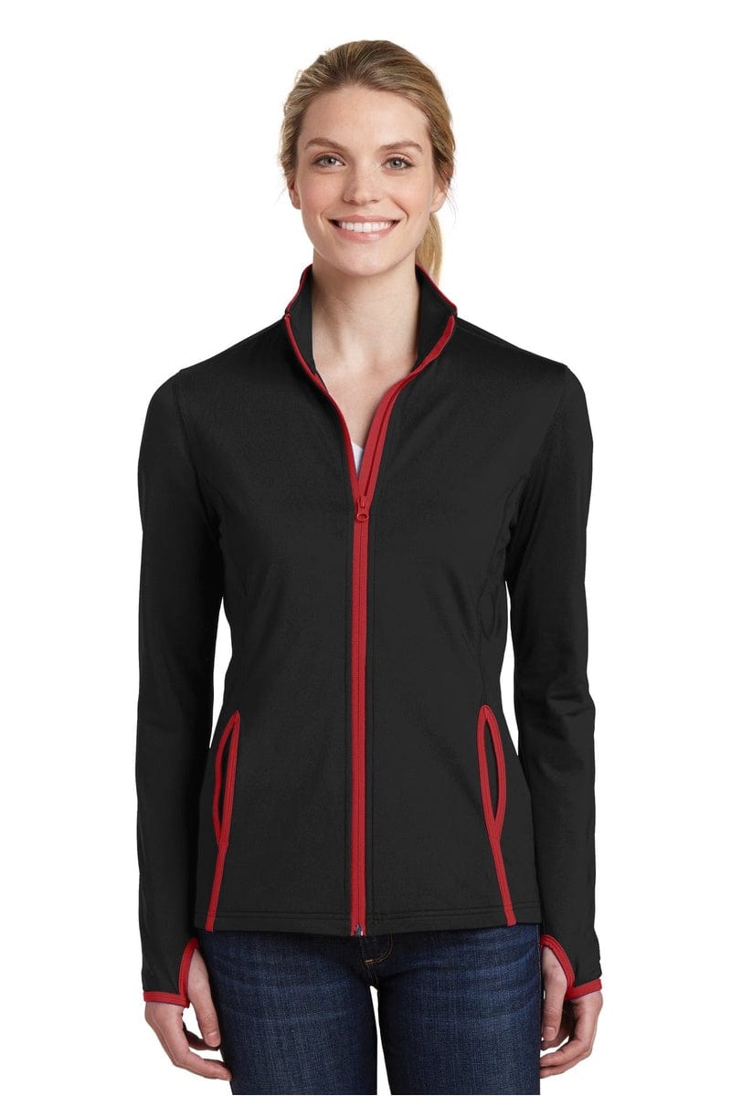 Sport-Tek LST853 Ladies Sport-Wick Stretch Contrast Full-Zip Jacket in 
