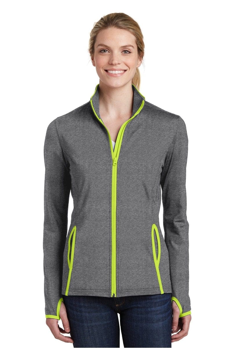 Sport-Tek LST853 Ladies Sport-Wick Stretch Contrast Full-Zip Jacket in 