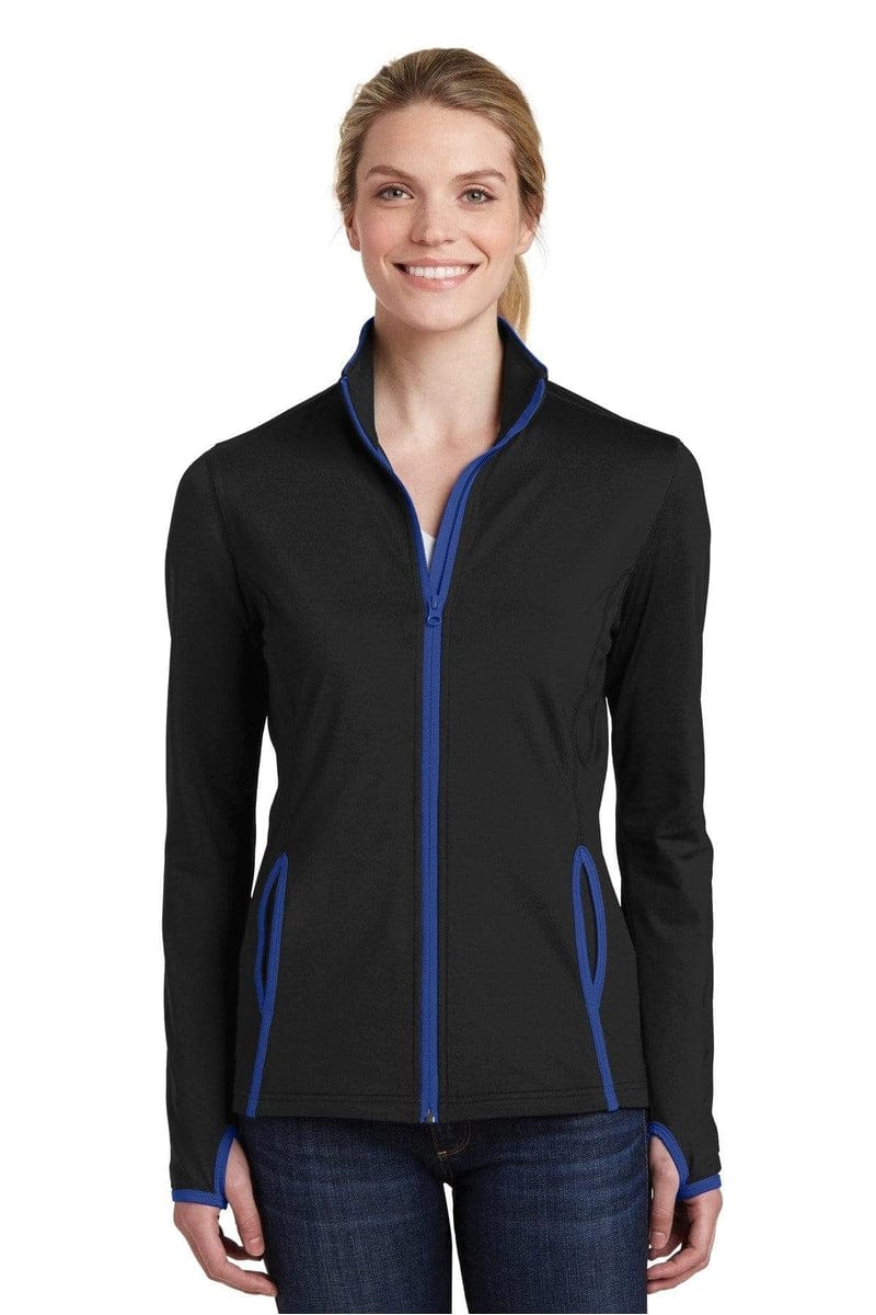 Sport-Tek LST853 Ladies Sport-Wick Stretch Contrast Full-Zip Jacket in 