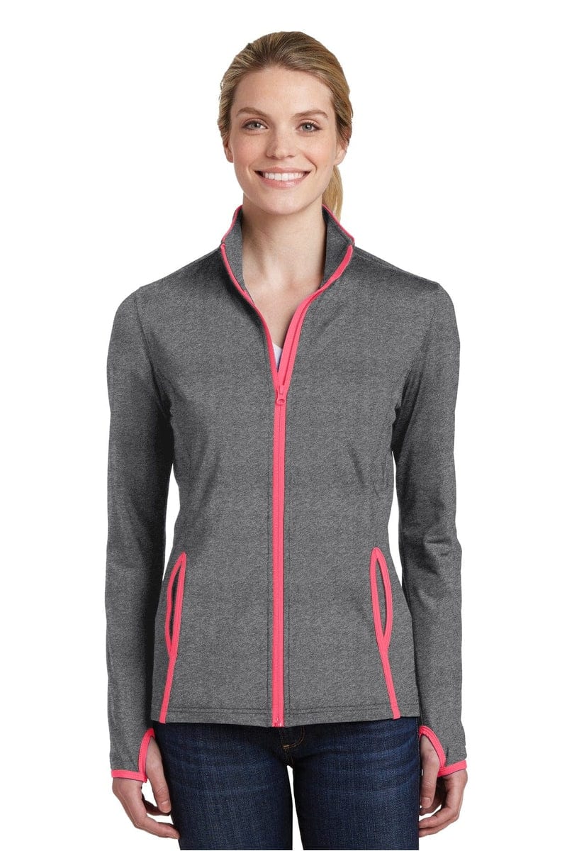Sport-Tek LST853 Ladies Sport-Wick Stretch Contrast Full-Zip Jacket in 