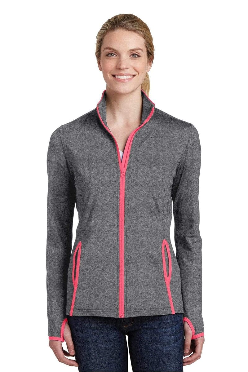 Sport-Tek LST853 Ladies Sport-Wick Stretch Contrast Full-Zip Jacket in 