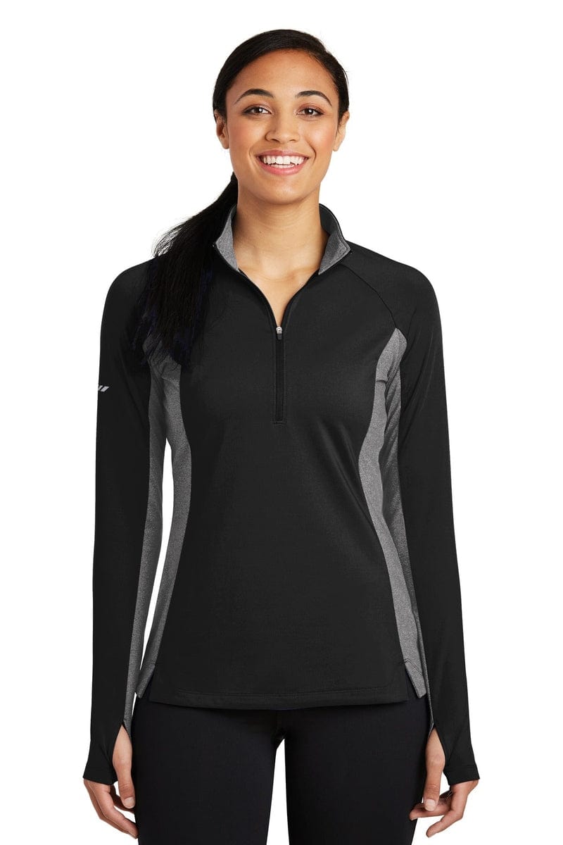 Sport-Tek LST854 Ladies Sport-Wick Stretch Contrast 1/2-Zip Pullover in 