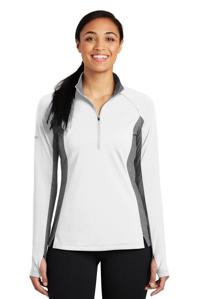 Sport-Tek LST854 Ladies Sport-Wick Stretch Contrast 1/2-Zip Pullover in 