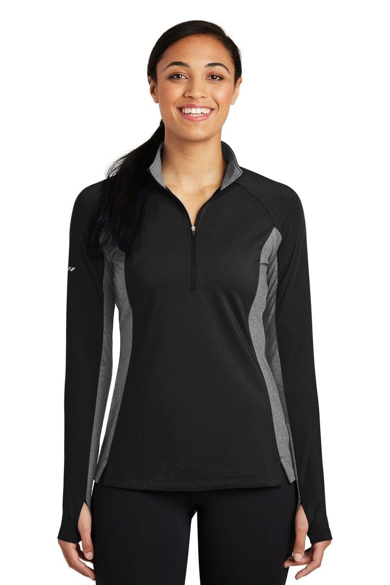 Sport-Tek LST854 Ladies Sport-Wick Stretch Contrast 1/2-Zip Pullover in 