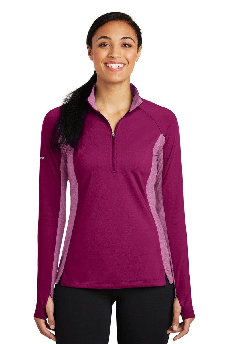 Sport-Tek LST854 Ladies Sport-Wick Stretch Contrast 1/2-Zip Pullover in 