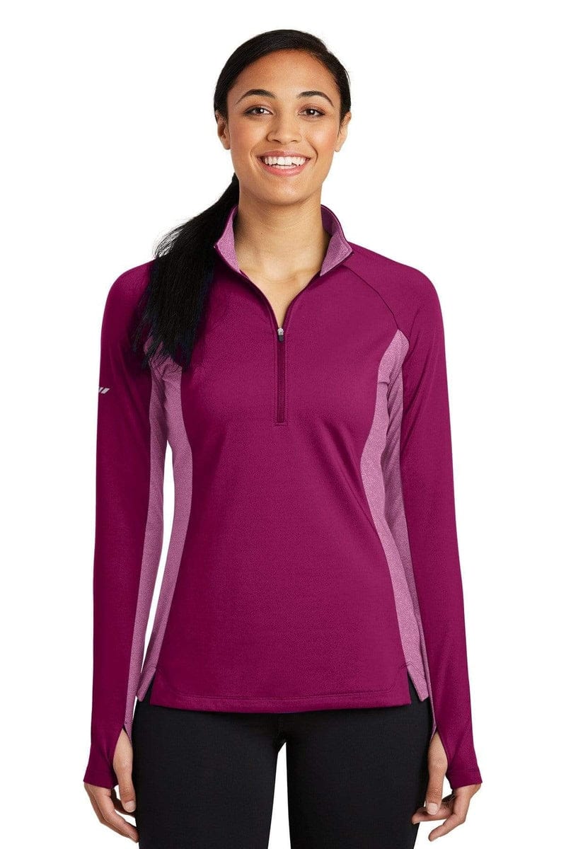Sport-Tek LST854 Ladies Sport-Wick Stretch Contrast 1/2-Zip Pullover in 
