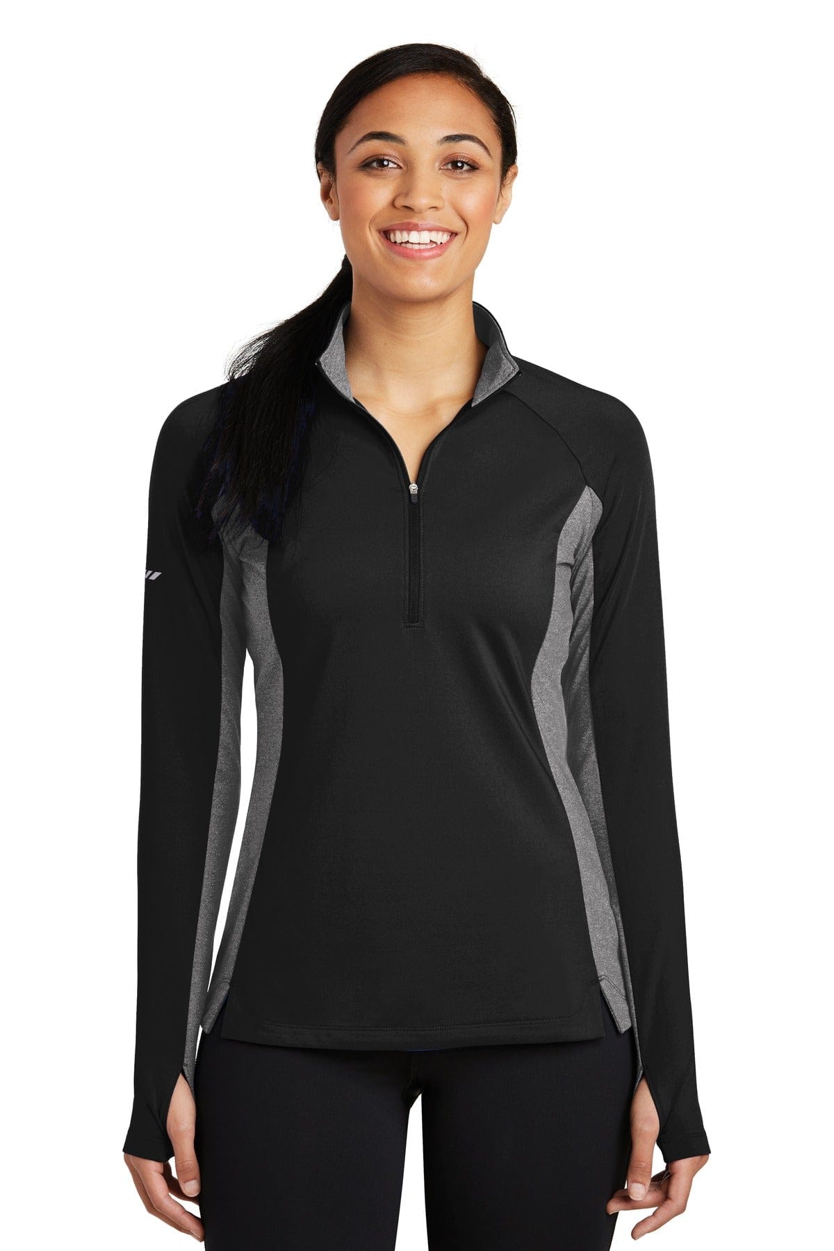 Sport-Tek LST854 Ladies Sport-Wick Stretch Contrast 1/2-Zip Pullover in 