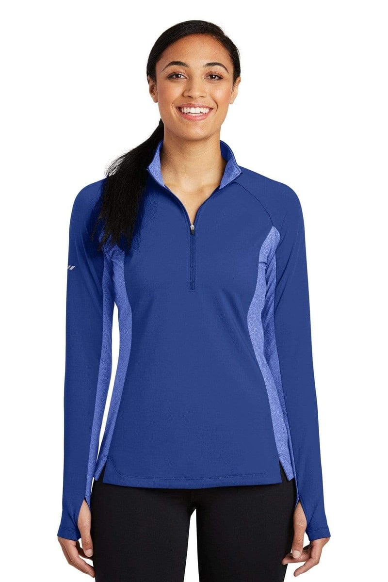 Sport-Tek LST854 Ladies Sport-Wick Stretch Contrast 1/2-Zip Pullover in 