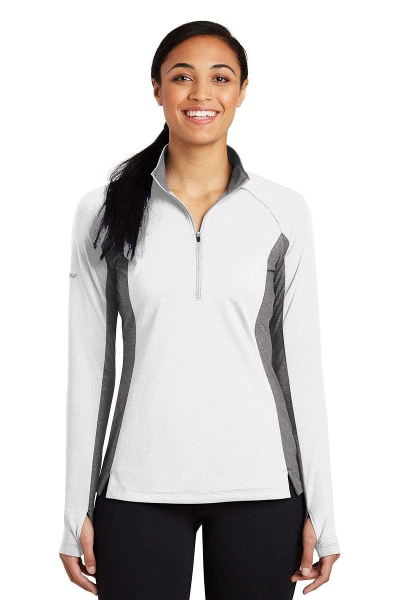 Sport-Tek LST854 Ladies Sport-Wick Stretch Contrast 1/2-Zip Pullover in 