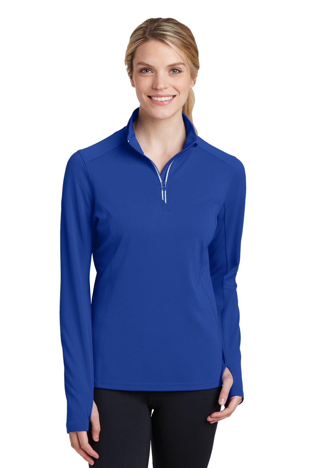 Sport-Tek LST860 Ladies Sport-Wick Textured 1/4-Zip Pullover in 