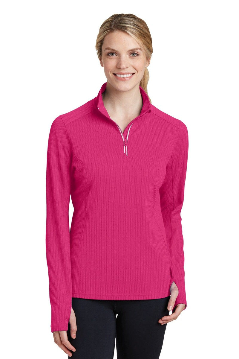 Sport-Tek LST860 Ladies Sport-Wick Textured 1/4-Zip Pullover in 
