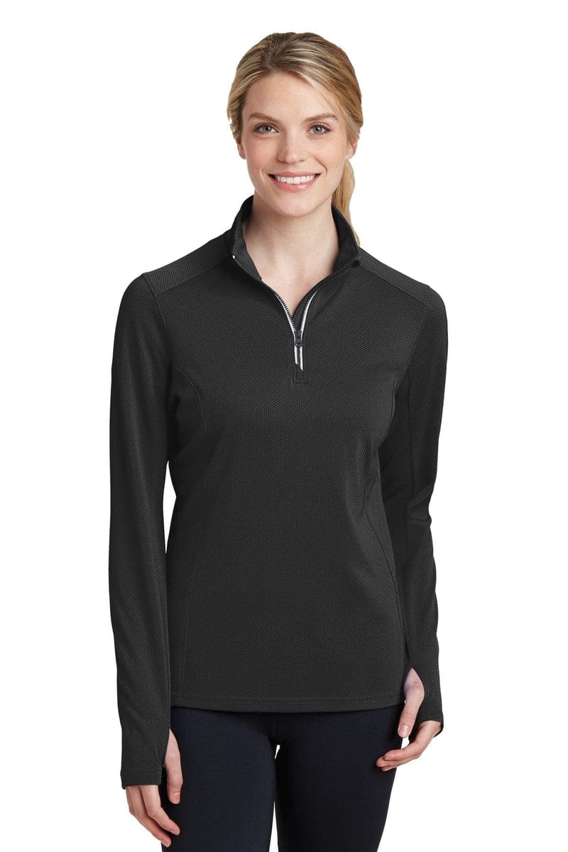 Sport-Tek LST860 Ladies Sport-Wick Textured 1/4-Zip Pullover in 