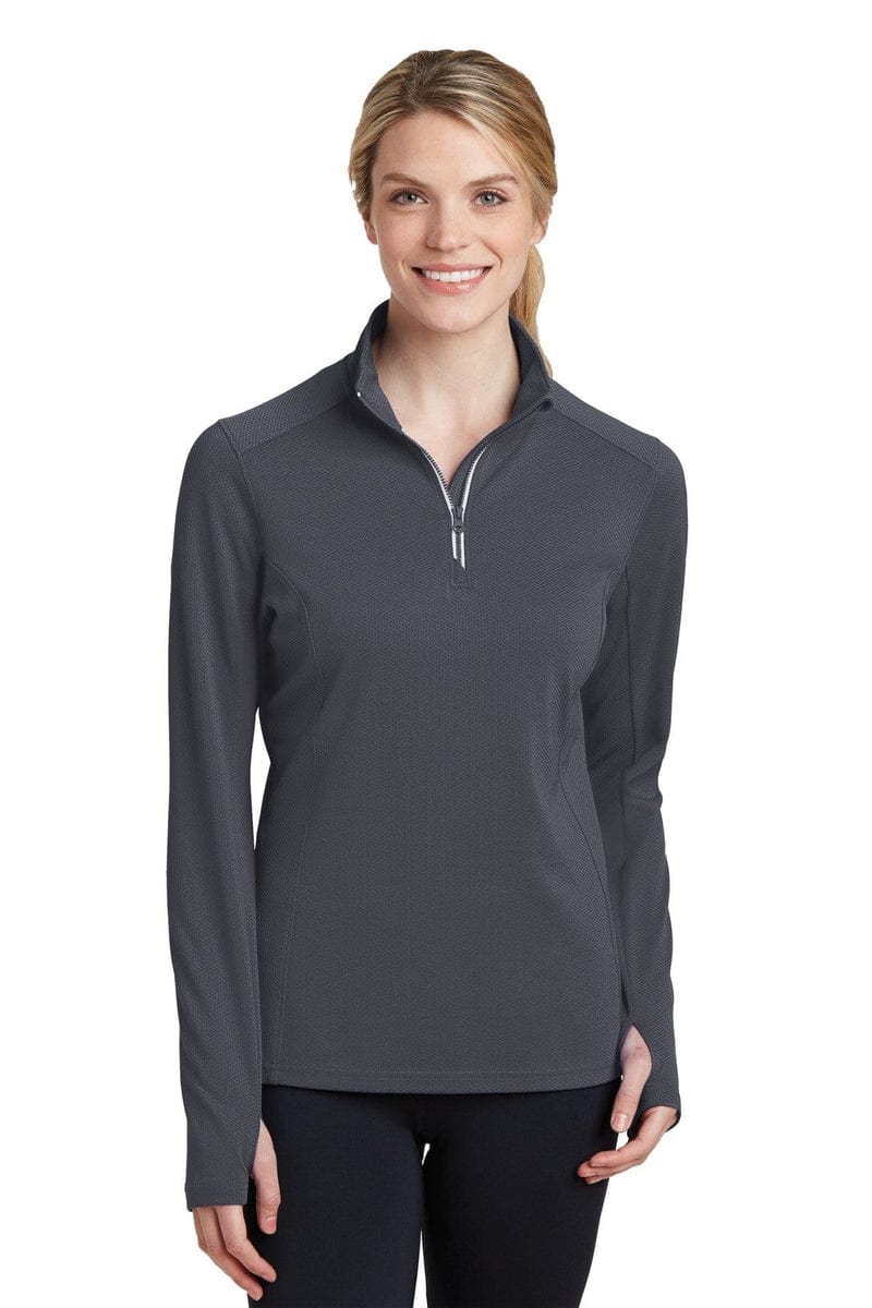 Sport-Tek LST860 Ladies Sport-Wick Textured 1/4-Zip Pullover in 