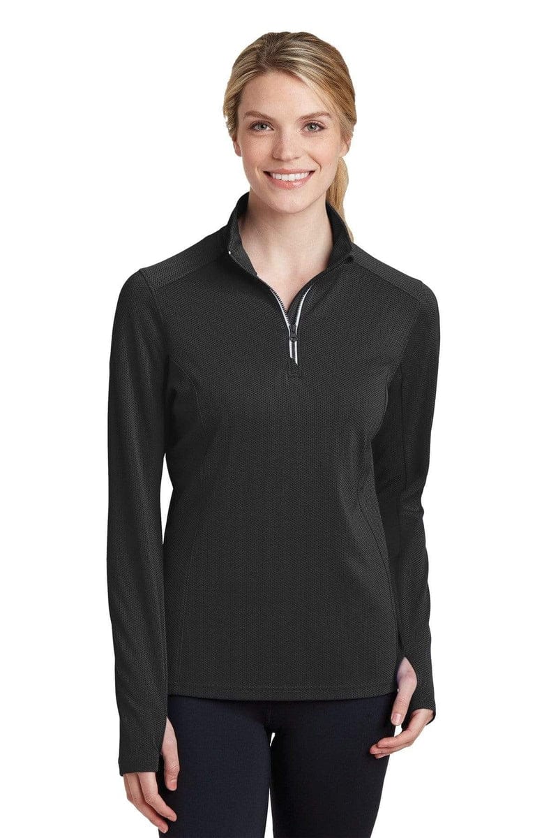 Sport-Tek LST860 Ladies Sport-Wick Textured 1/4-Zip Pullover in 