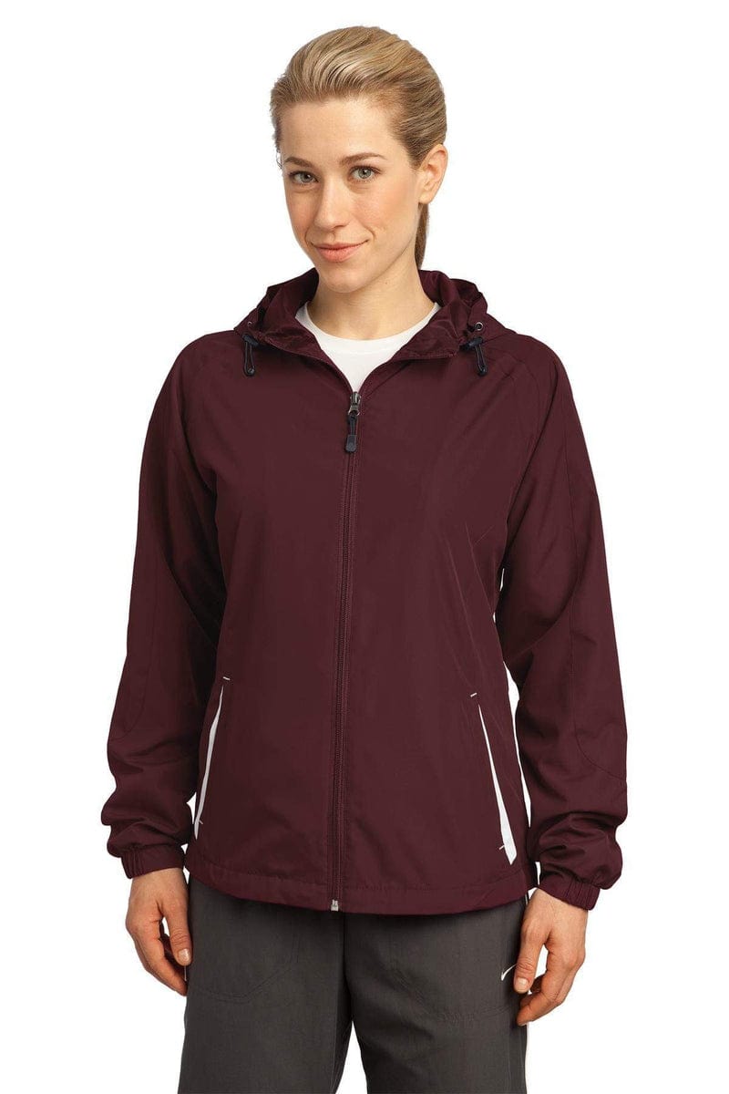 Sport-Tek Ladies Colorblock Hooded Raglan Jacket. LST76 in 