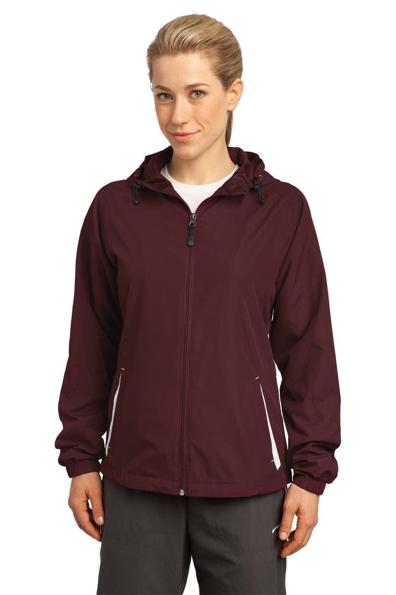 Sport-Tek Ladies Colorblock Hooded Raglan Jacket. LST76 in 