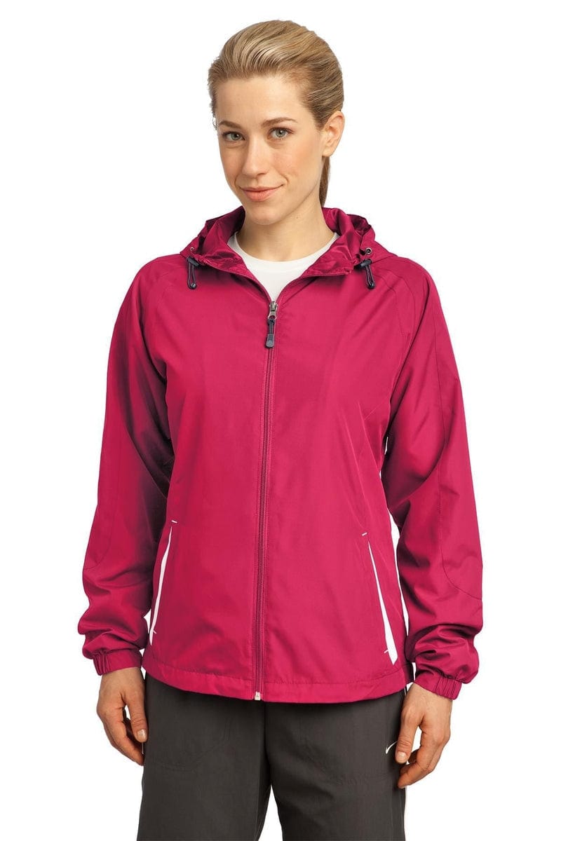 Sport-Tek Ladies Colorblock Hooded Raglan Jacket. LST76 in 