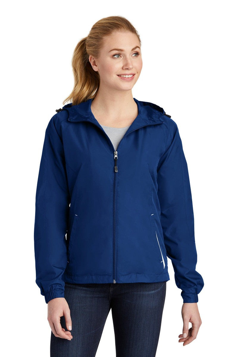 Sport-Tek Ladies Colorblock Hooded Raglan Jacket. LST76 in 