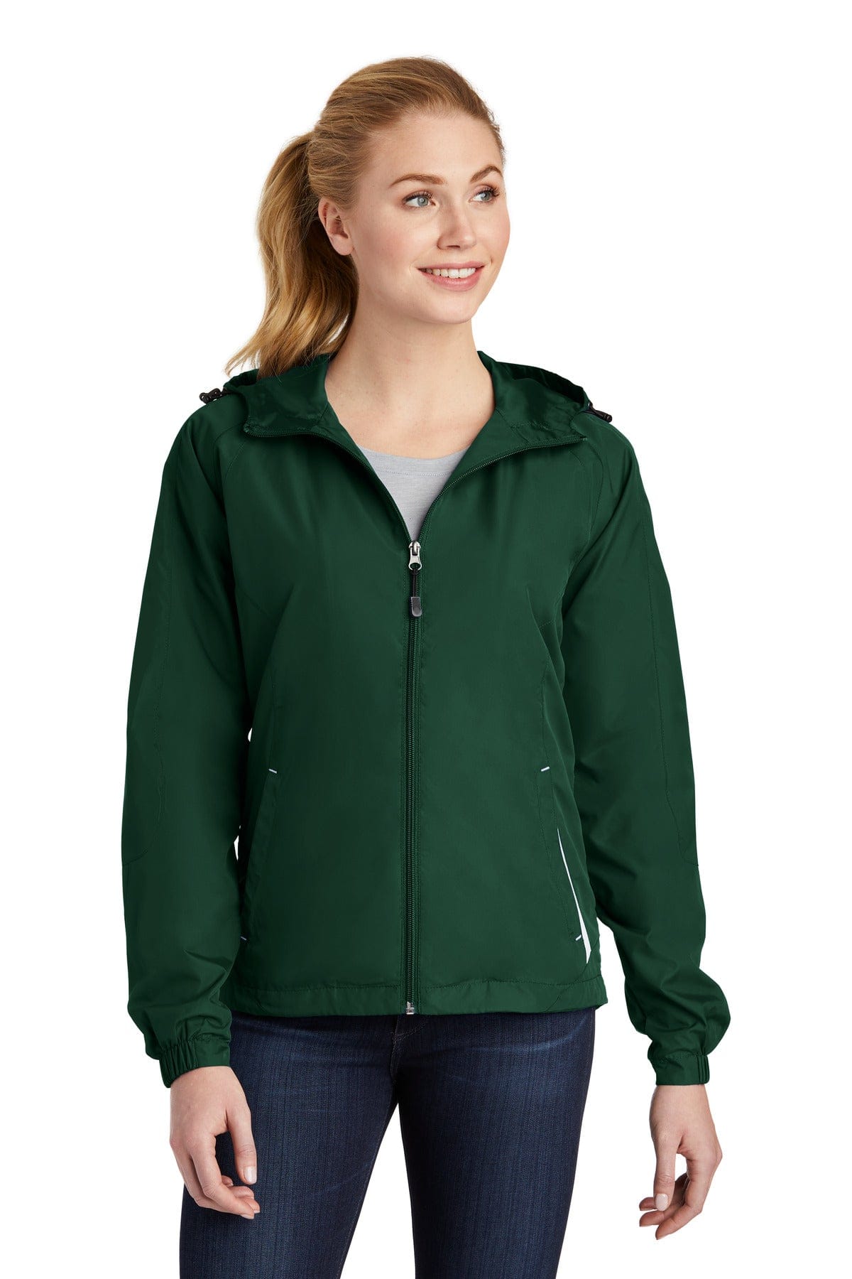 Sport-Tek Outerwear Sport-Tek Ladies Colorblock Hooded Raglan Jacket. LST76