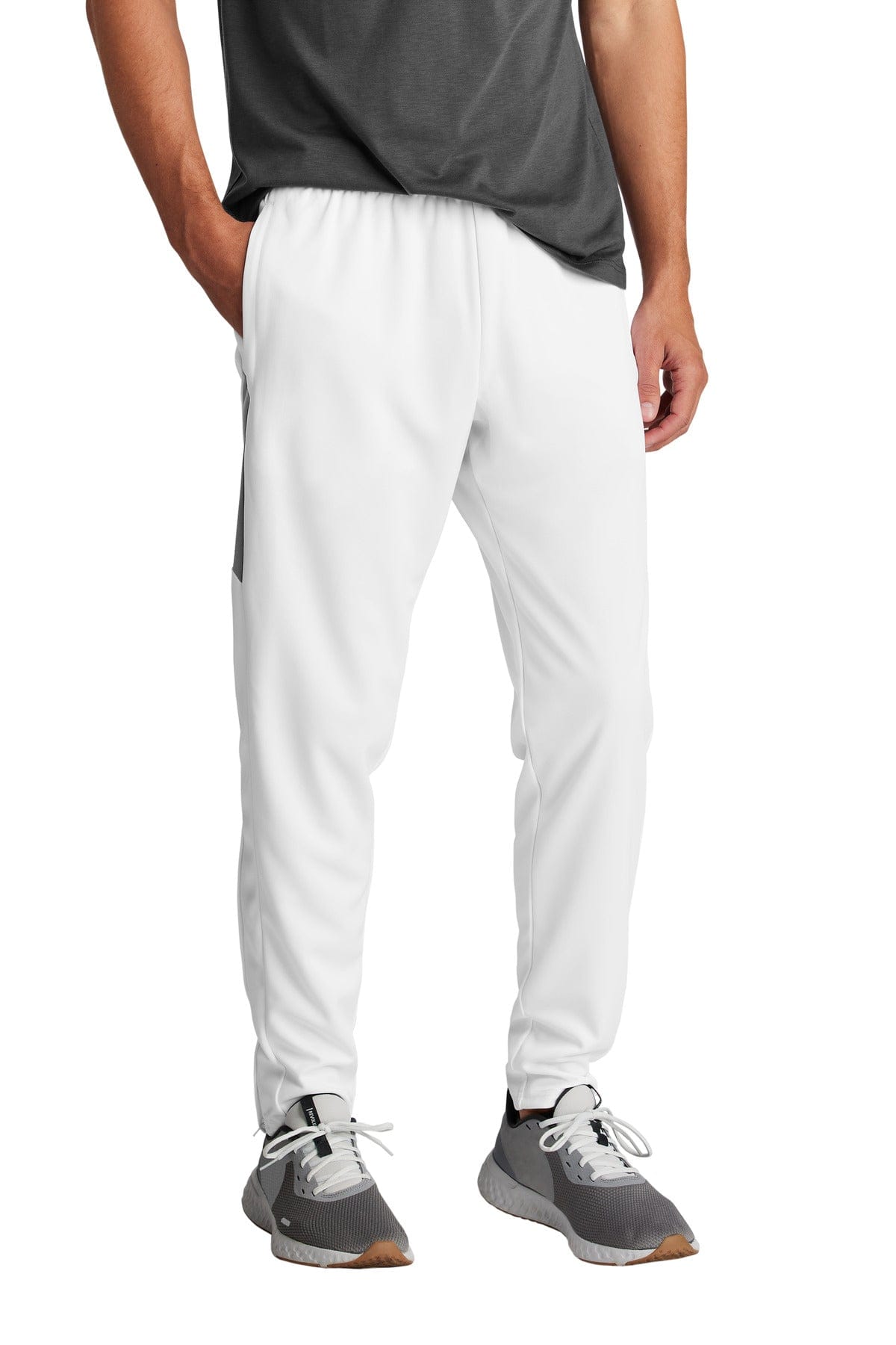 Sport-Tek PST800 Travel Pant in White/ Iron Grey