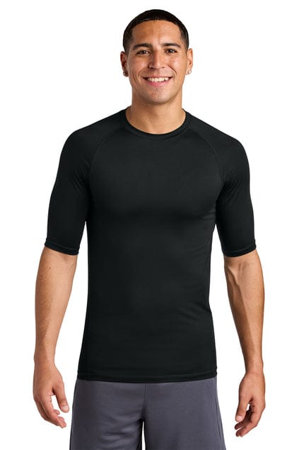 Sport-Tek PosiCharge Compression 1/2-Sleeve Tee ST120 in Black