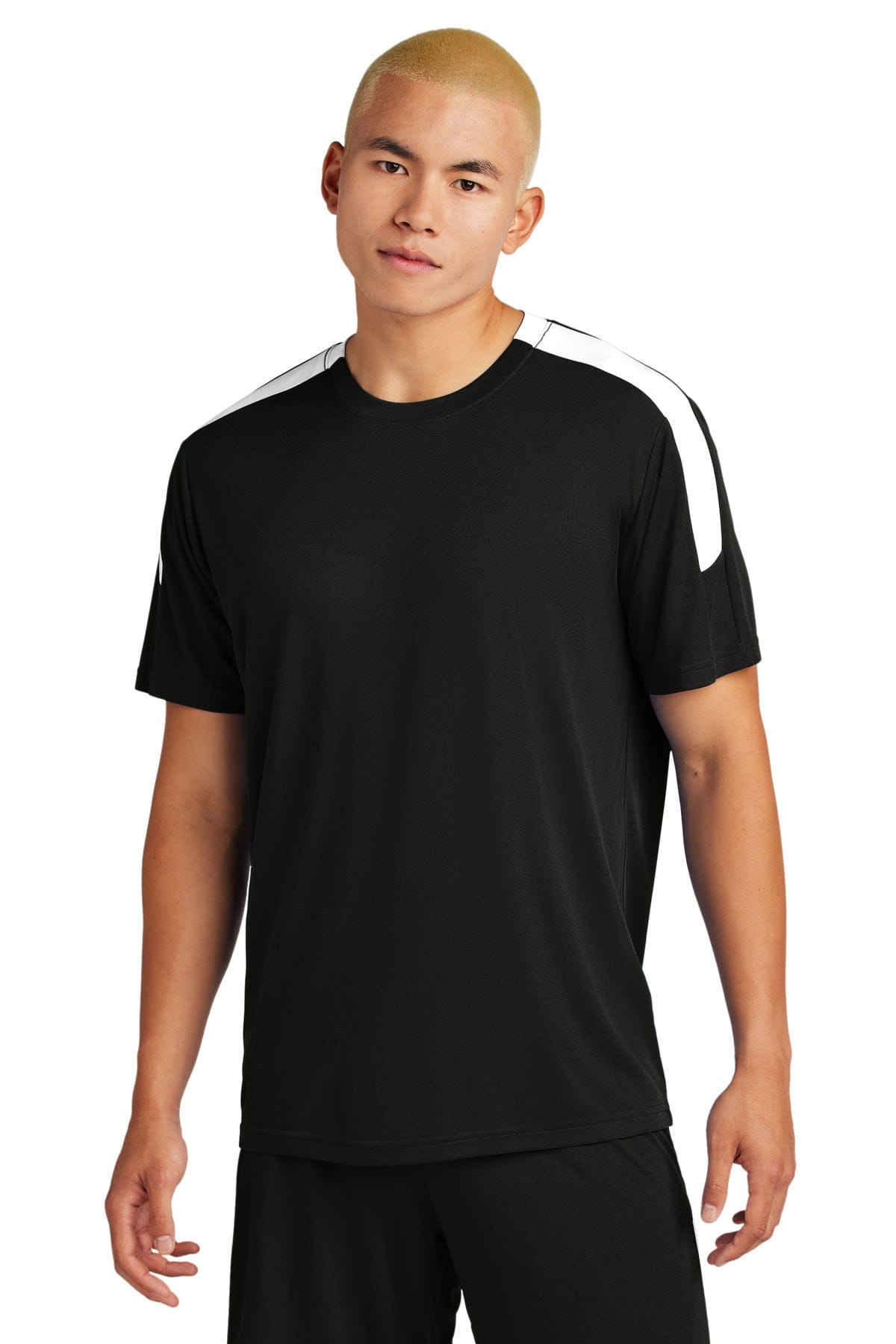 Sport-Tek ST100 Competitor United Crew in Black/ White