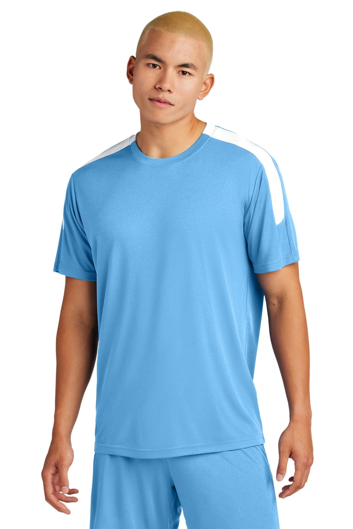 Sport-Tek ST100 Competitor United Crew in Carolina Blue/ White
