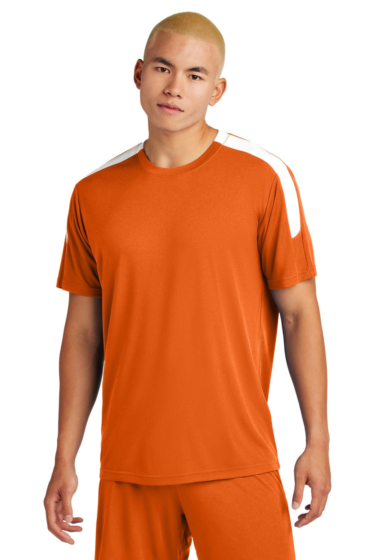 Sport-Tek ST100 Competitor United Crew in Deep Orange/ White