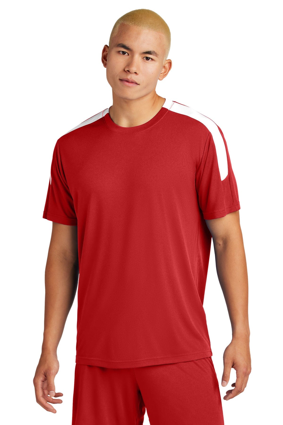 Sport-Tek ST100 Competitor United Crew in Deep Red/ White