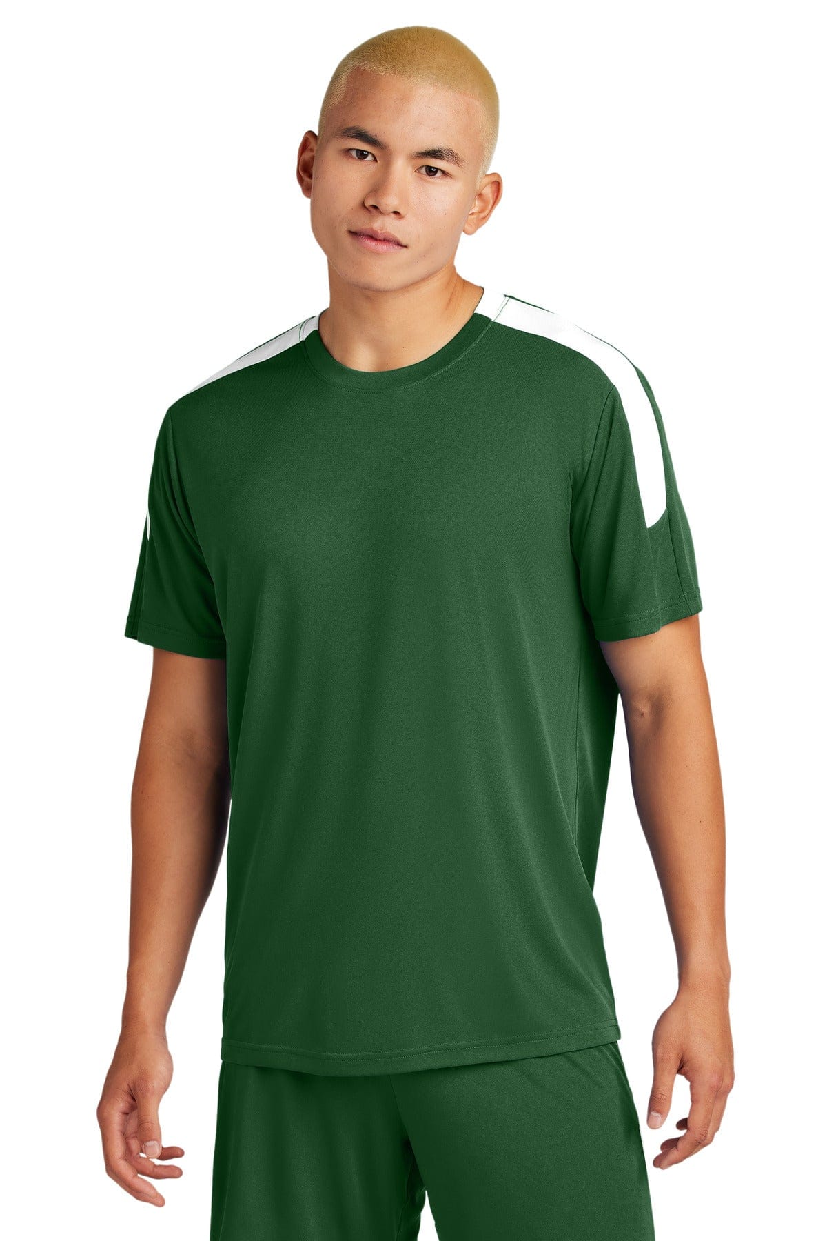 Sport-Tek ST100 Competitor United Crew in Forest Green/ White