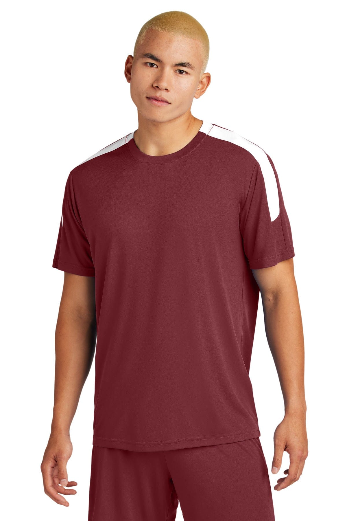 Sport-Tek ST100 Competitor United Crew in Maroon/ White
