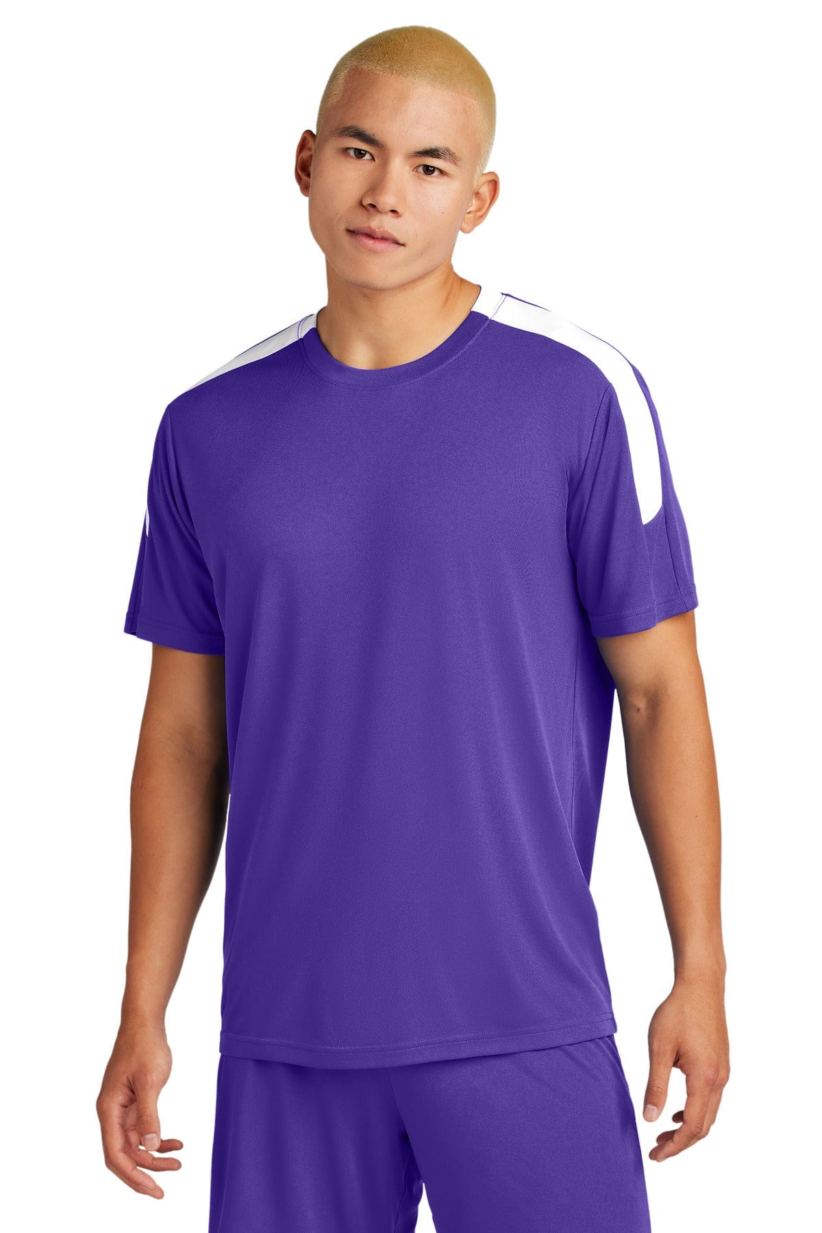 Sport-Tek ST100 Competitor United Crew in Purple/ White