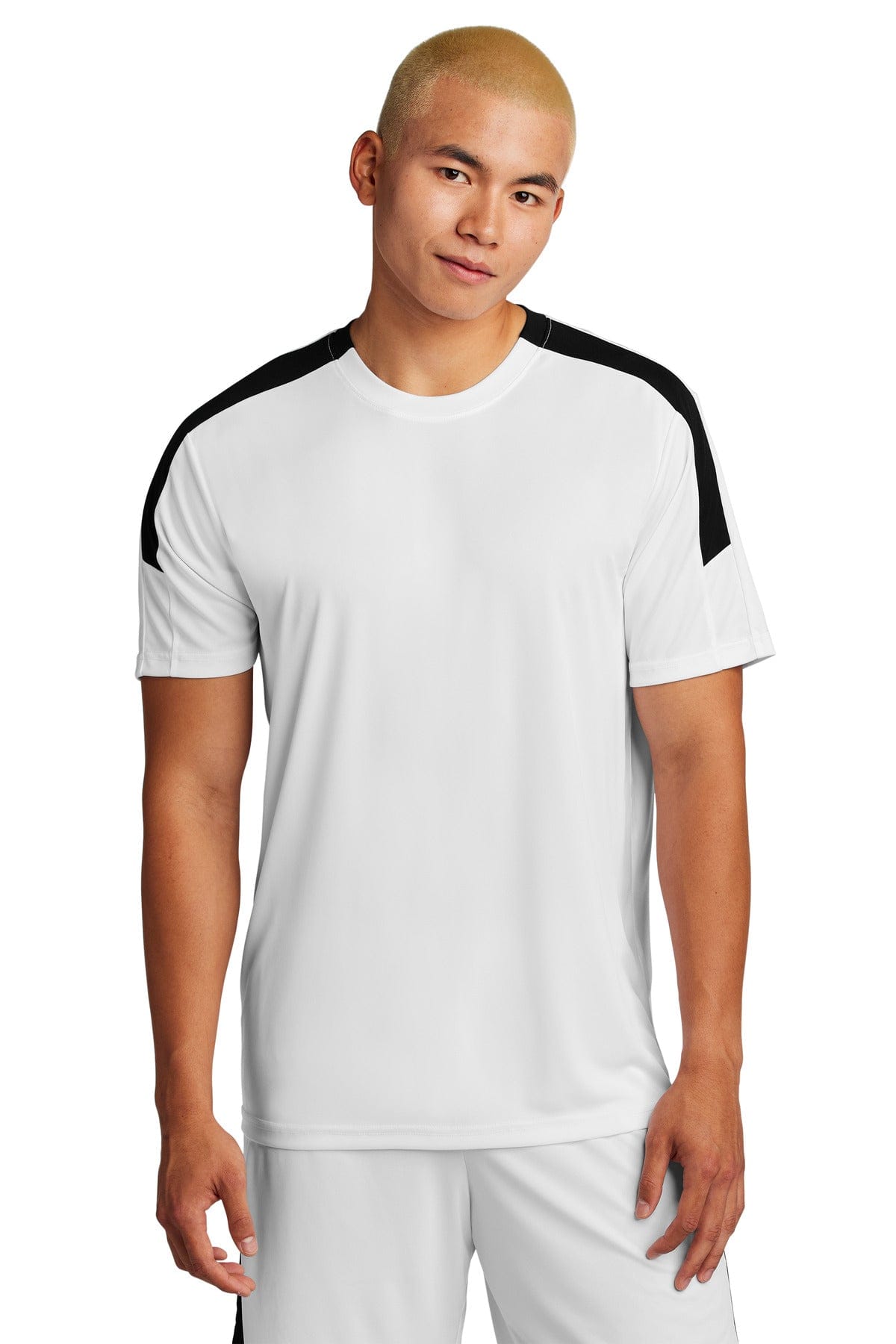 Sport-Tek ST100 Competitor United Crew in White/ Black