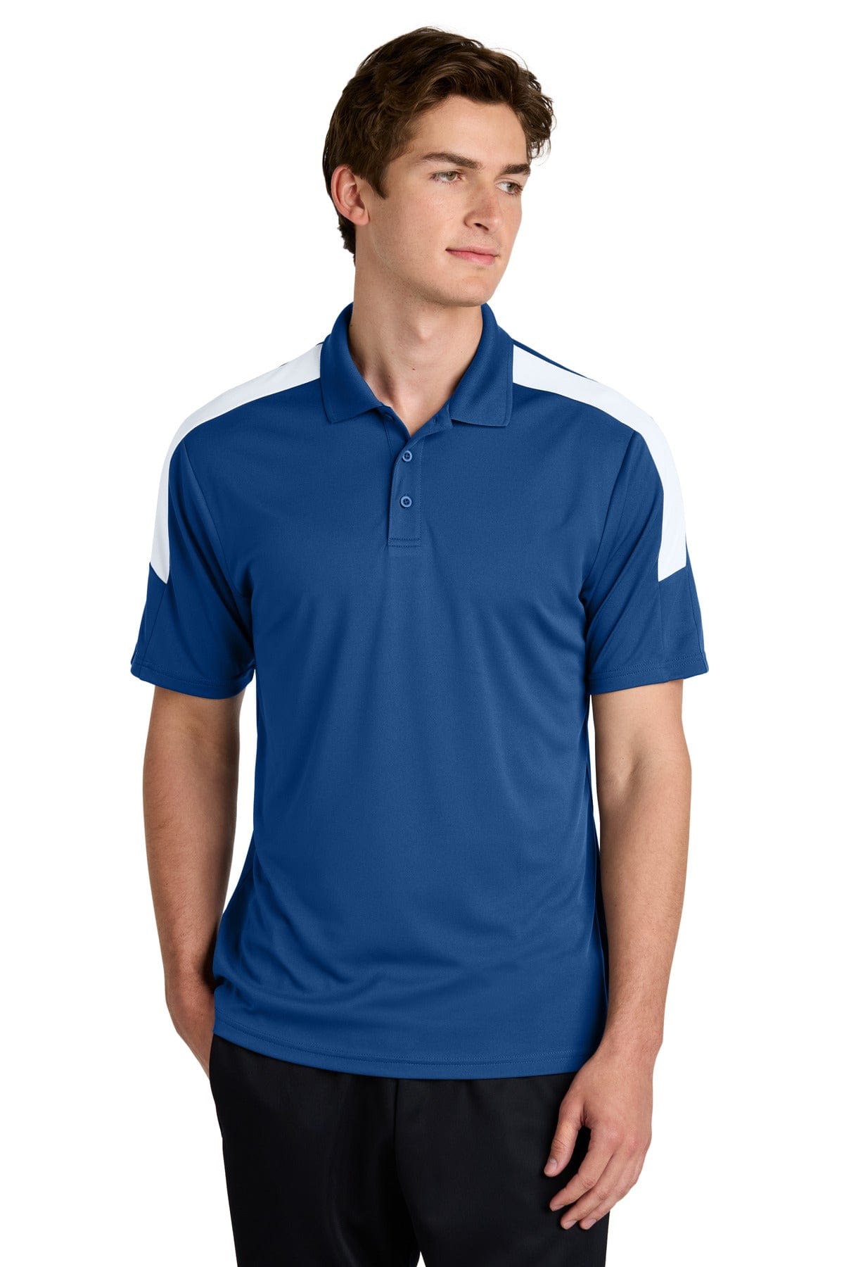 Sport-Tek ST104 Competitor United Polo in Royal/ White