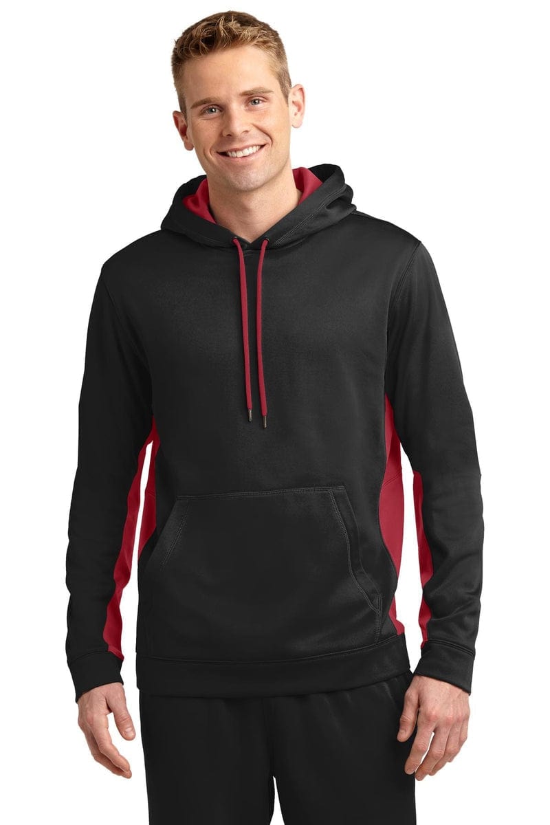 Sport-Tek ST235 Sport-Wick Fleece Colorblock Hooded Pullover in 