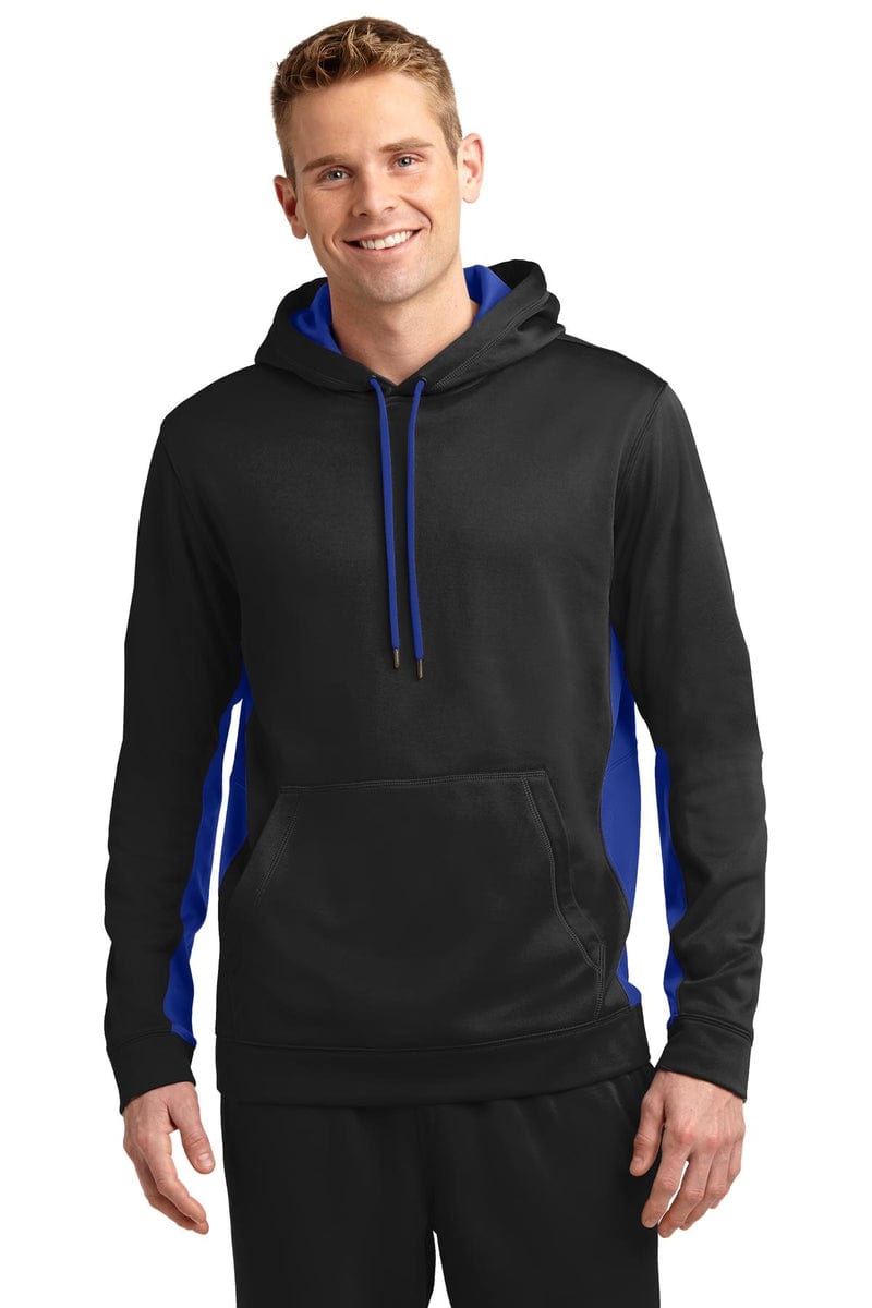 Sport-Tek ST235 Sport-Wick Fleece Colorblock Hooded Pullover in 
