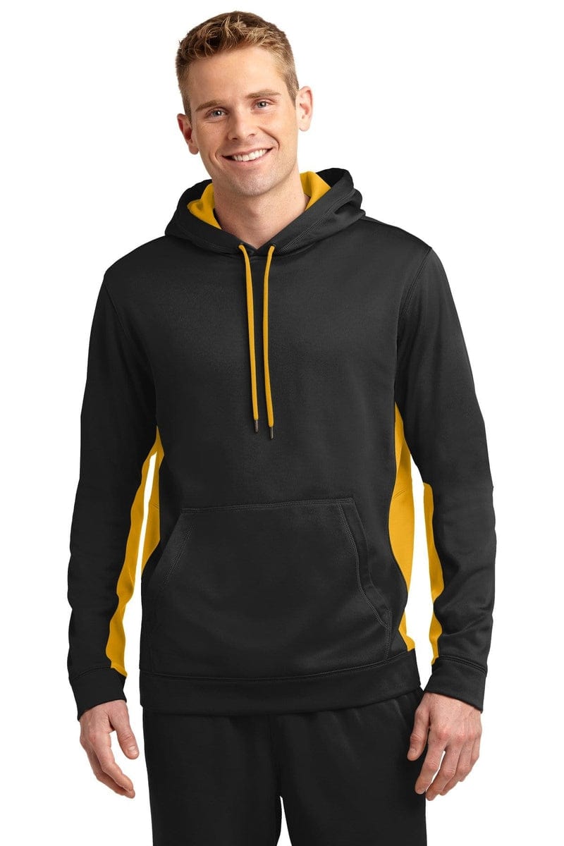 Sport-Tek ST235 Sport-Wick Fleece Colorblock Hooded Pullover in 