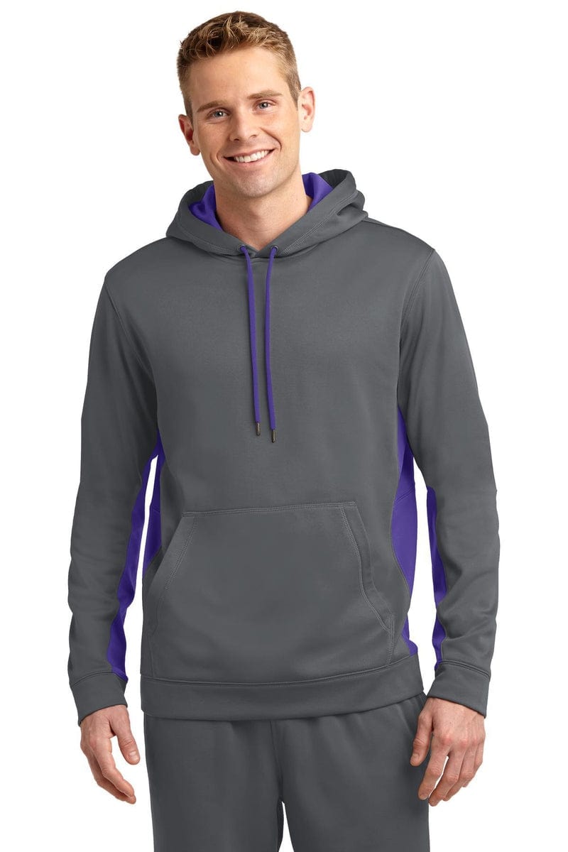 Sport-Tek ST235 Sport-Wick Fleece Colorblock Hooded Pullover in 