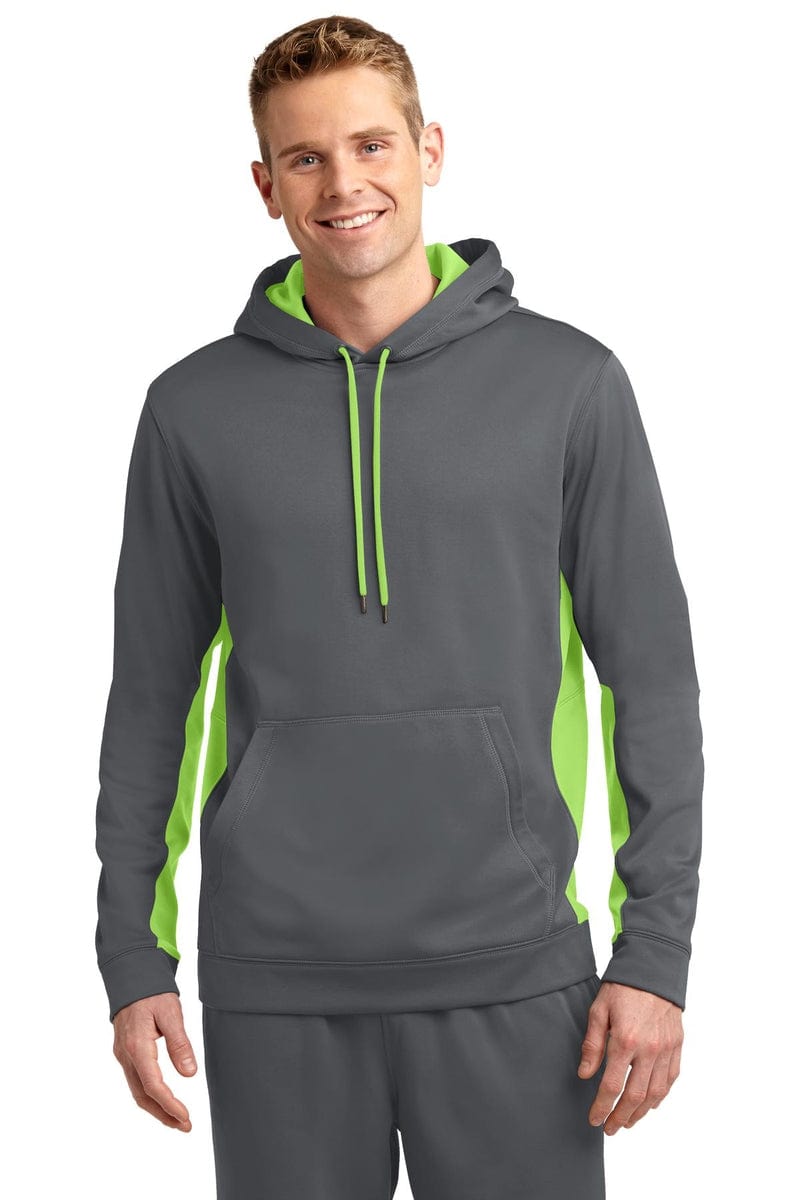 Sport-Tek ST235 Sport-Wick Fleece Colorblock Hooded Pullover in 
