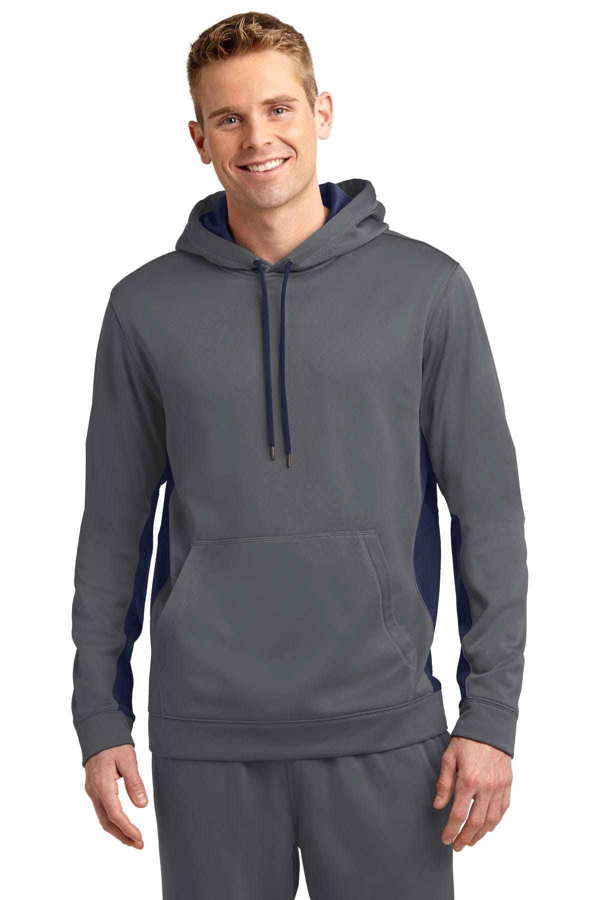 Sport-Tek Sweatshirts/Fleece XS / Dark Smoke Grey/ Navy Sport-Tek ST235 Sport-Wick Fleece Colorblock Hooded Pullover