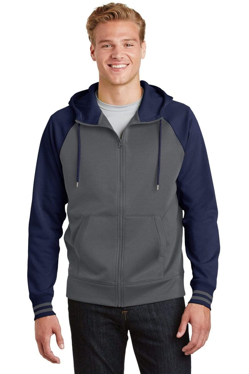 Sport-Tek ST236 Sport-Wick Varsity Fleece Full-Zip Hooded Jacket in 