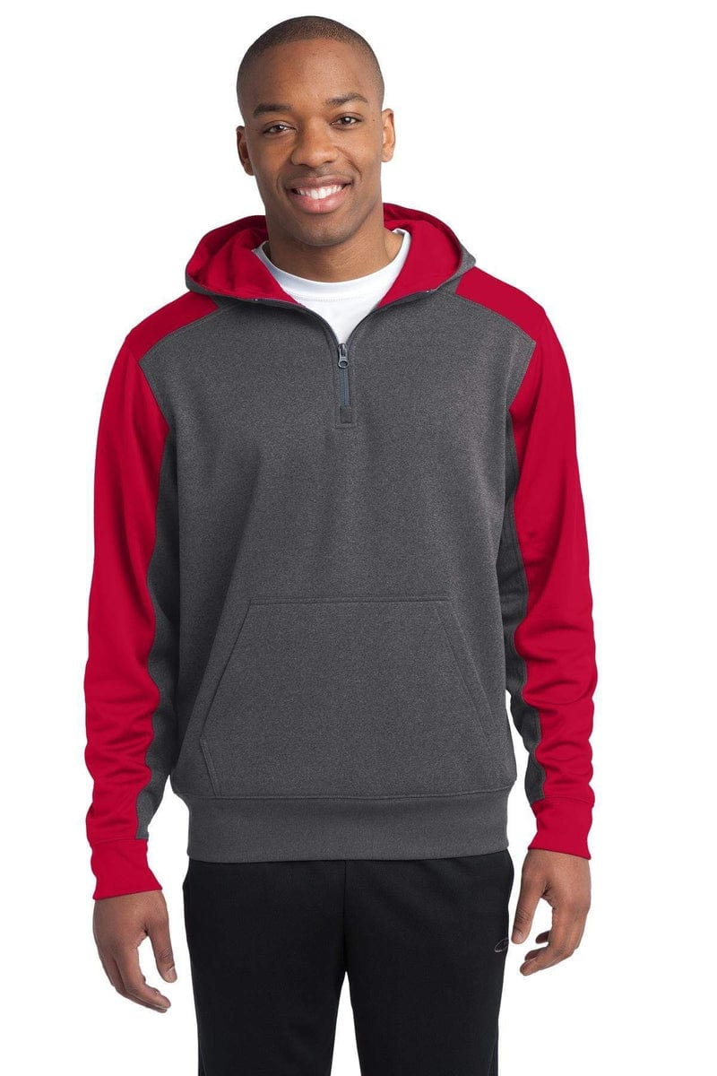Sport-Tek ST249 Tech Fleece Colorblock 1/4-Zip Hooded Sweatshirt in 